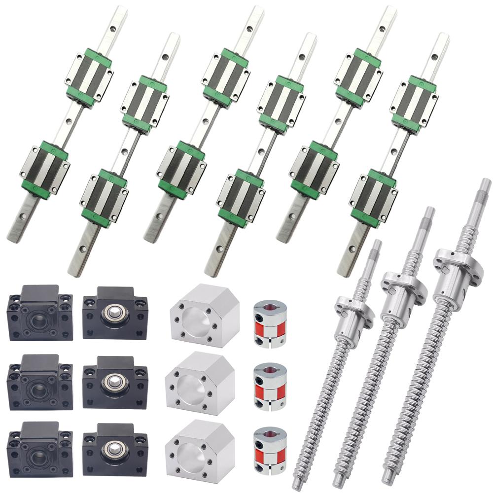 Hgr20 Linear Guide Rail Ballscrew Set - Ensembles de guides linéaires carrés HGR20-400/700/1000mm,