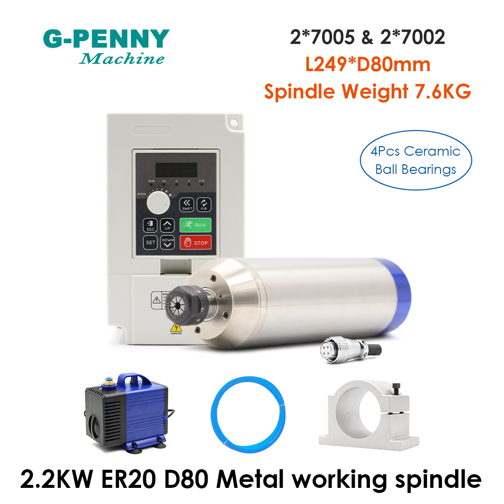 2.2Kw Water Cooled Spindle Kit Vfd - Kit de broche de travail des